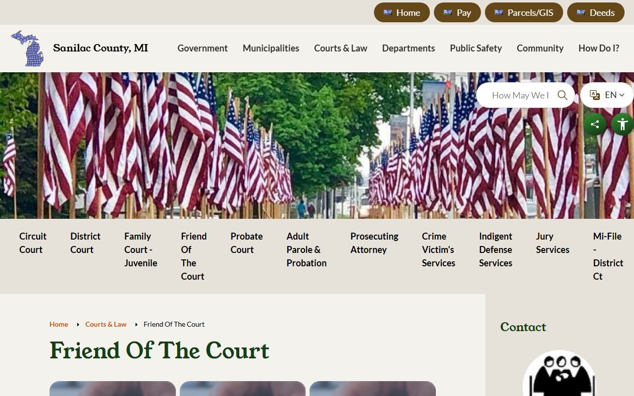 Sanilac County court dockets Friend of the Court page