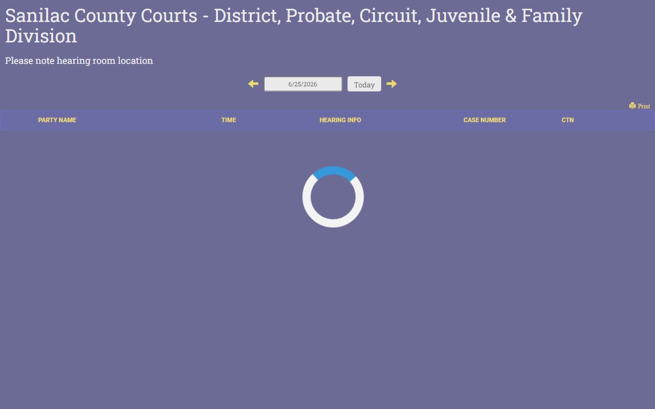 Sanilac County court dockets public hearing display