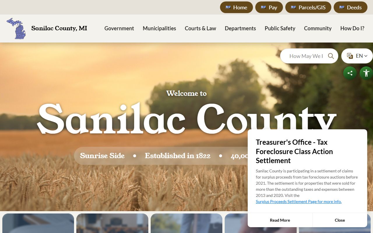 Sanilac County court records county homepage