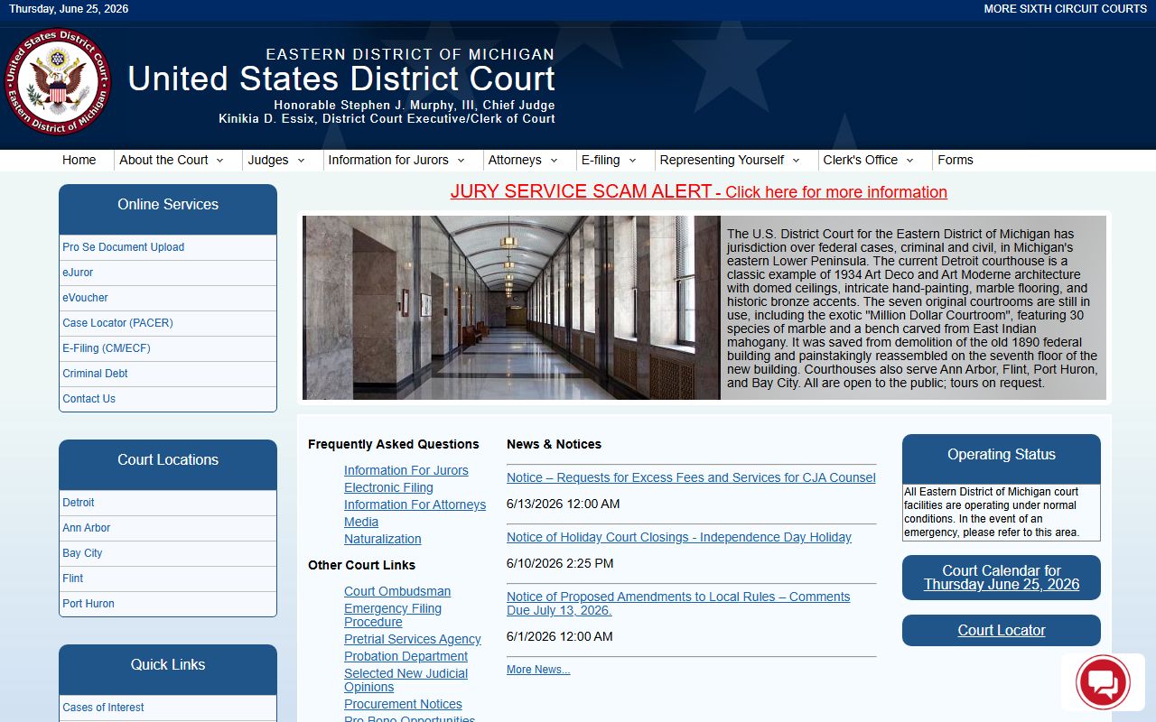 Sanilac County court records Eastern District of Michigan