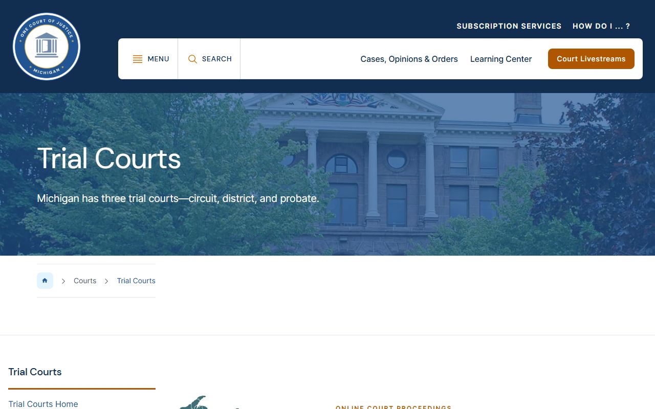 Sanilac County court records Michigan trial court structure