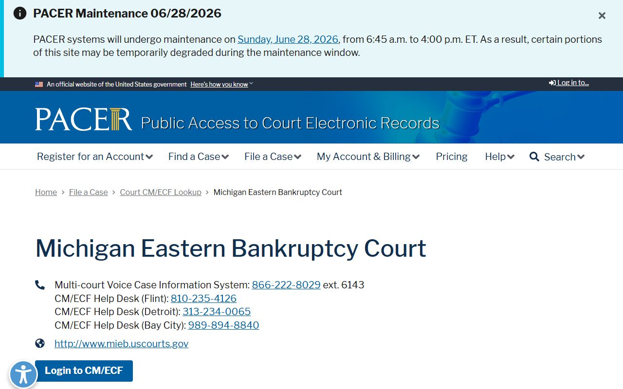 Sanilac County court records PACER Michigan Eastern lookup