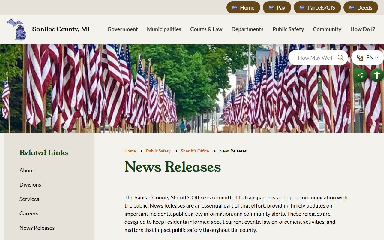 Sanilac County warrant sheriff news releases and public safety alerts page